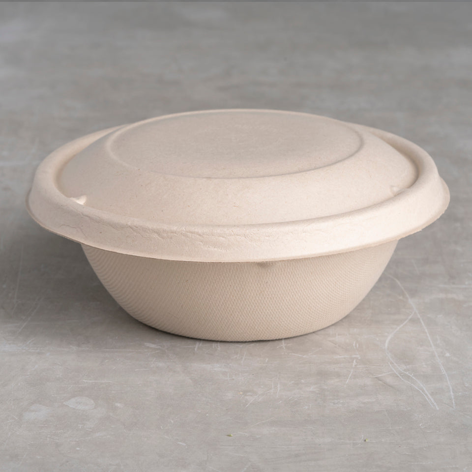 Compostable round fiber bowl